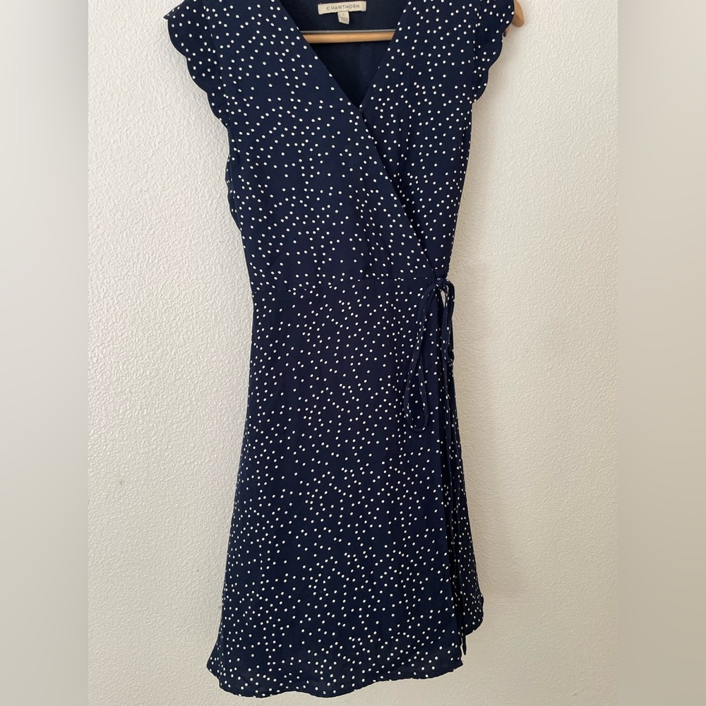 41 Hawthorn Stitch Fix wrap dress navy polka dot